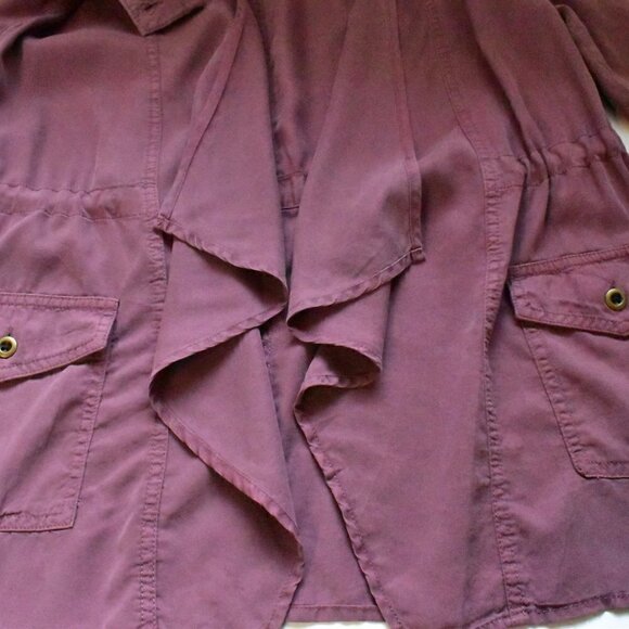 Knox Rose Open Front Drapey Utility Jacket Plum Size XS - Picture 11 of 15